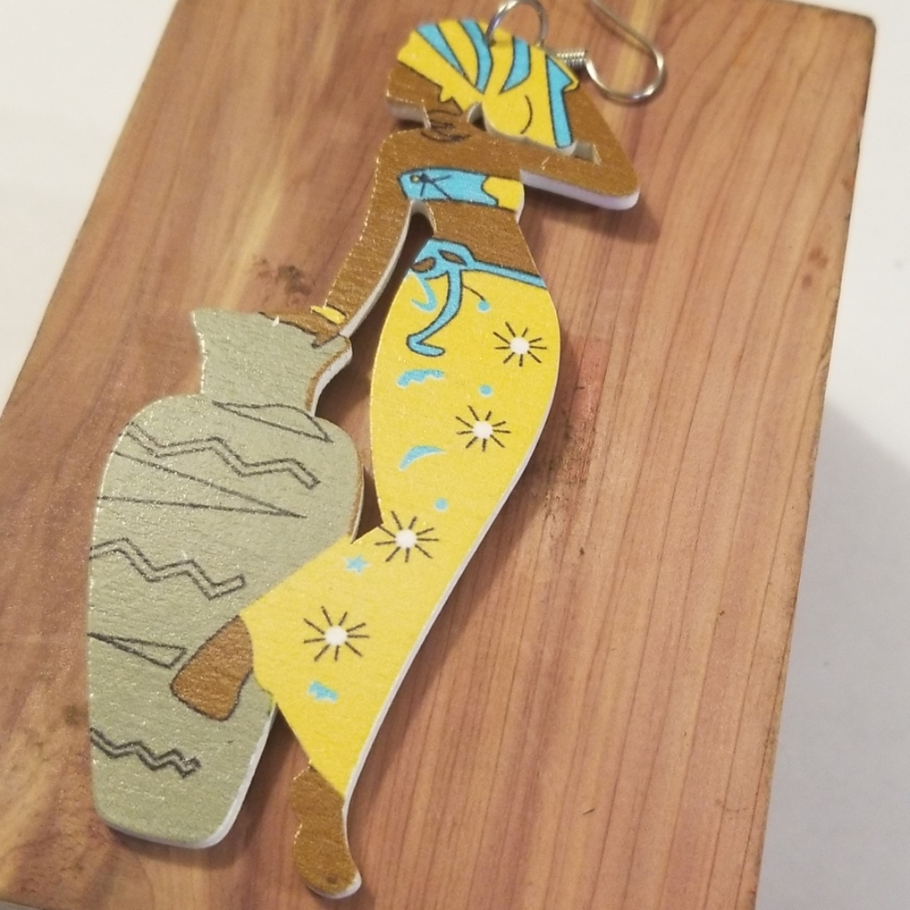 African women wooden earrings